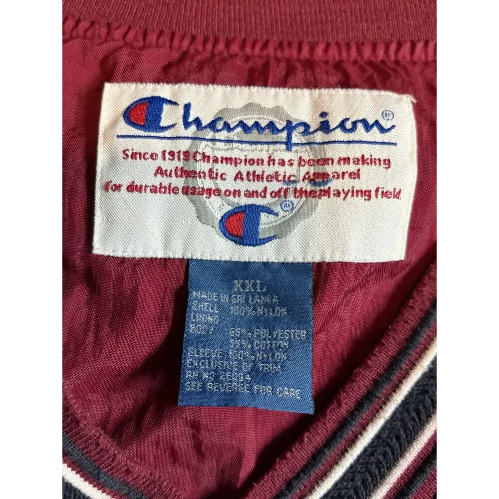Champion Men's V Neck Spell Out Embroidered Jacket Windbreaker Size XXL